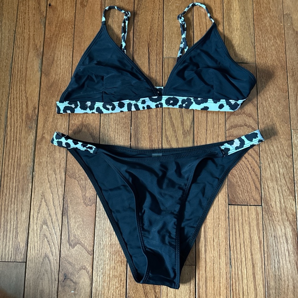 Black Leopard Print Women's Bikini